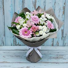 Букет цветов из:  Герберы, Альстромерии и Хризантемы в Макарово