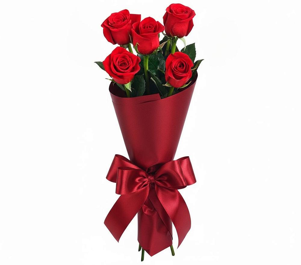 Букет 5 Красных роз Эдлесс Лав в Макарово