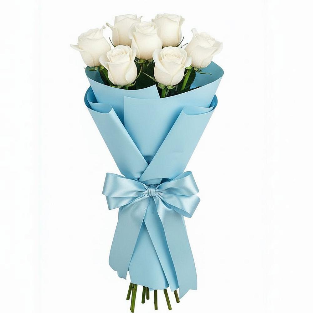 Букет 7 белых роз Проуд в Макарово