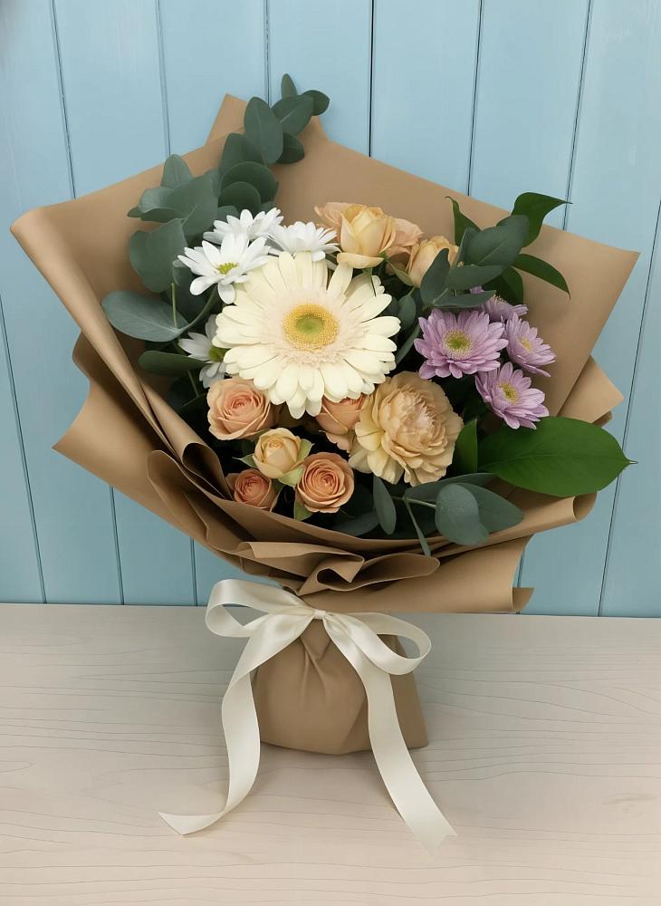 Букет цветов из: Герберы и Хризантемы в Макарово