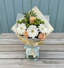 Букет цветов из:  Герберы, Розы и Хризантемы в Макарово