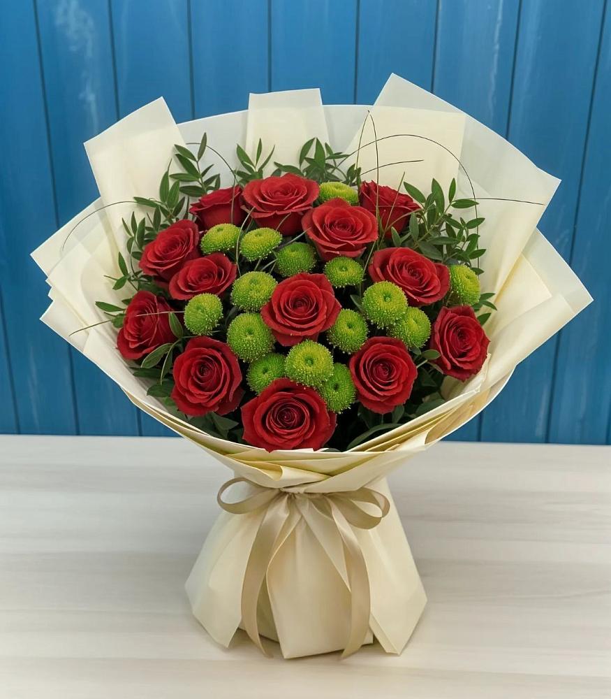 Букет цветов из: Розы и Хризантемы в Макарово