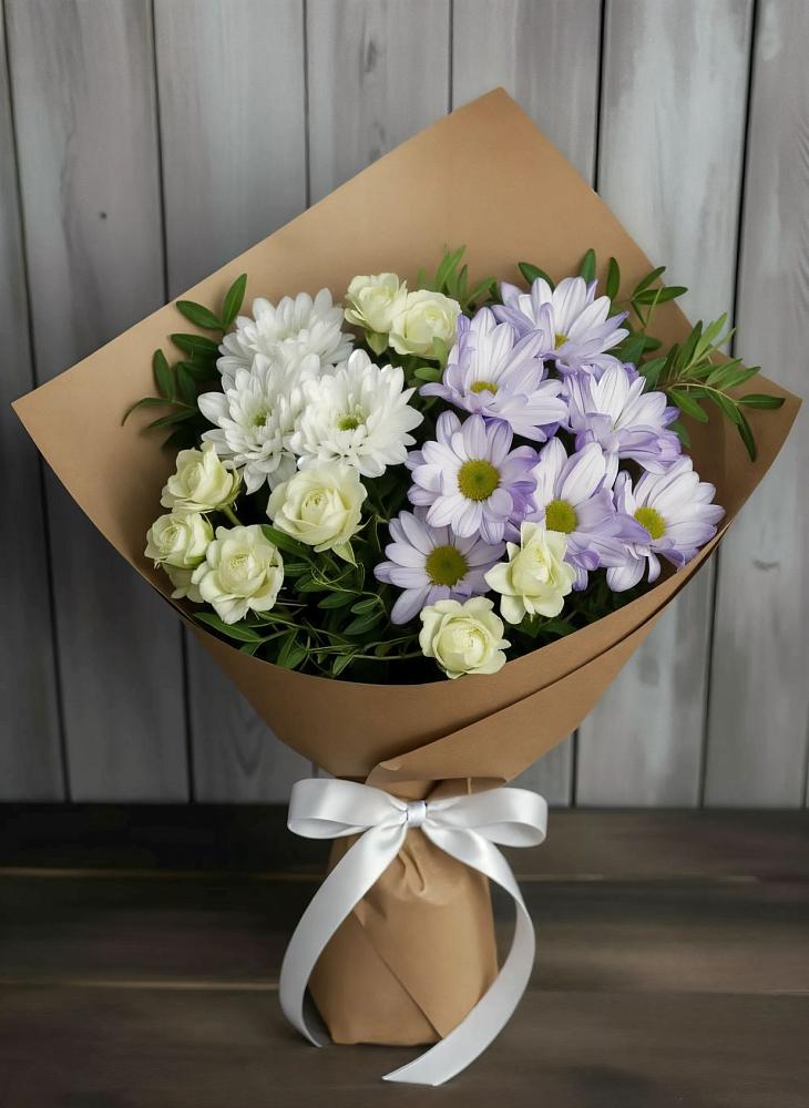 Букет цветов из: Хризантемы и Розы в Макарово